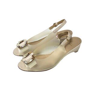 Stuart Weitzman Translucent Peep Toe Bow Jelly Heels, Tortoise, Y2K, Sz 10